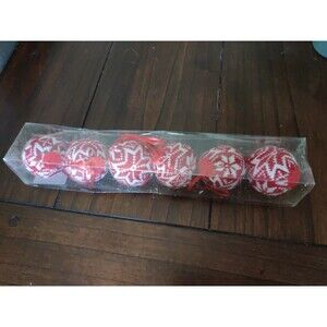 Lot of 6 Boston International Sweater Red White Bauble Christmas Ornaments New!